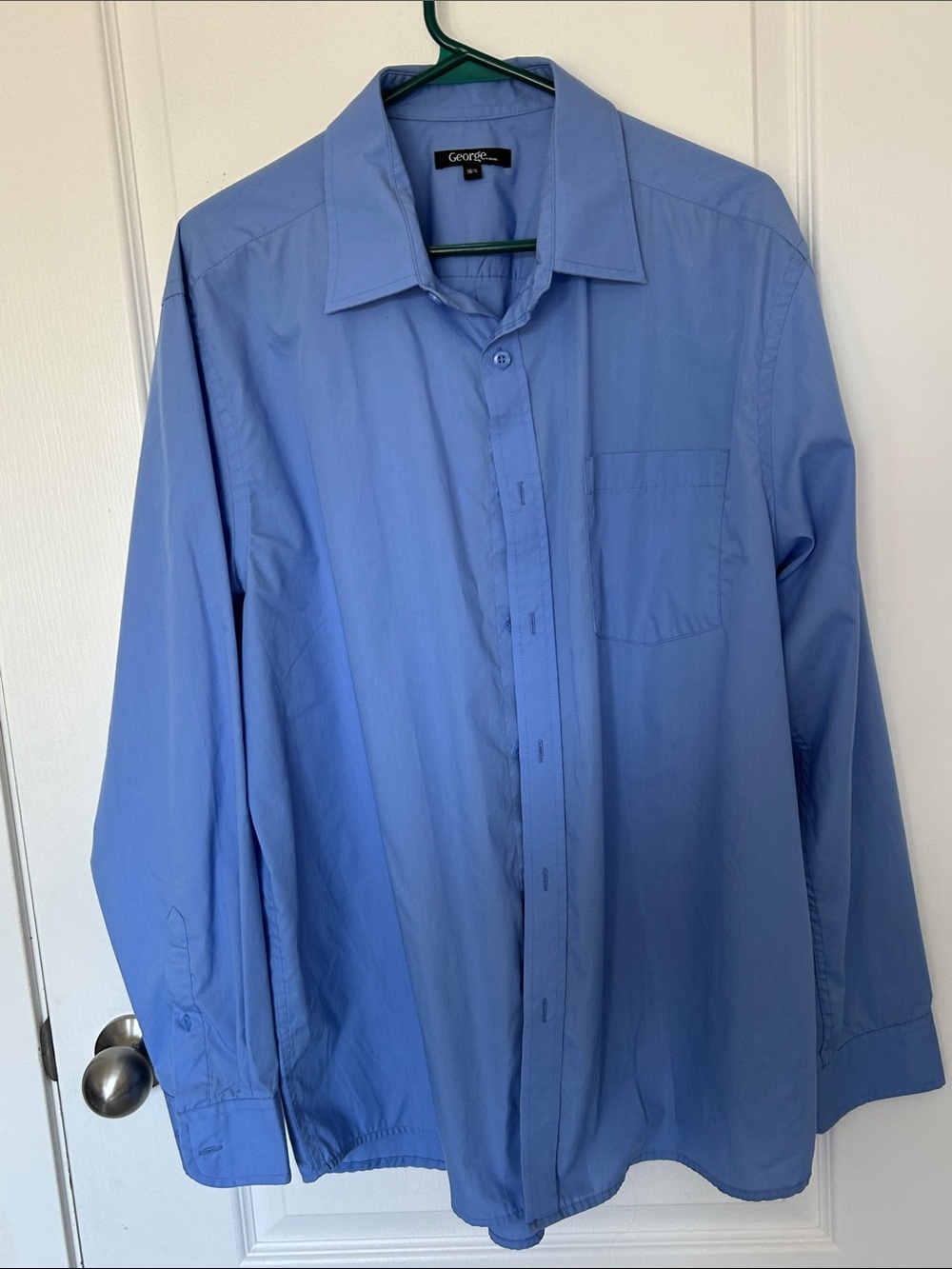 George Men’s Blue Long-Sleeve Dress Shirt Neck 16.5
